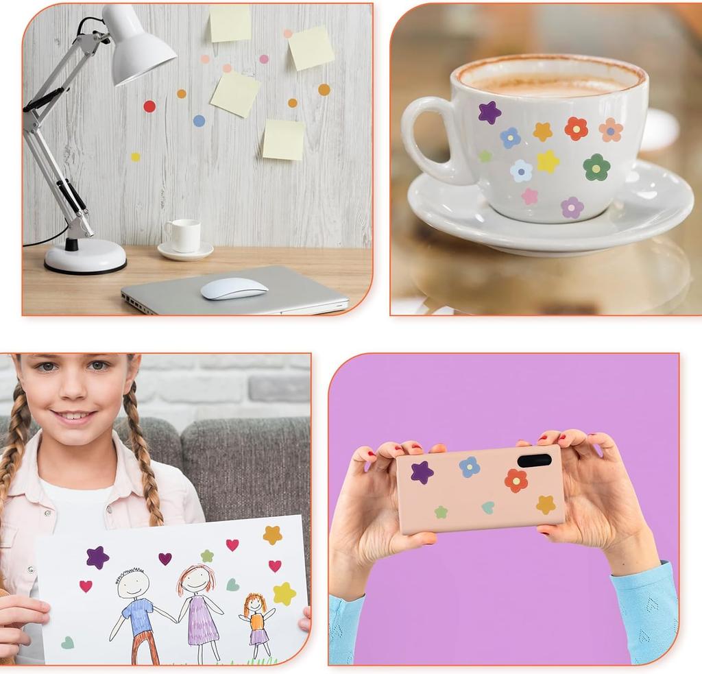 6pcs Clipbook Stickers Self-adhesive Adhesive Album Decoration Accessories DIY Stickers Star Heart Dots Color Handicrafts