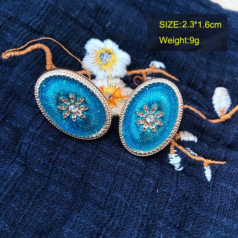 Vintage Women Baroque Green Color Pearl Enamel Earrings Trendy Palace Round Heart Shape Stud Earring Exquisite Lady Stud Earing