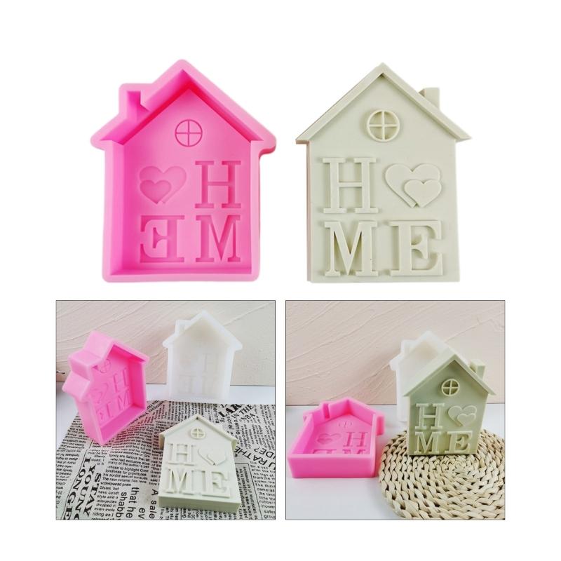 House Shape Silicone Mold Christmas Home Letter Candle Mold Dinner Wax Silicone Candle Mould Christmas Home Decoration