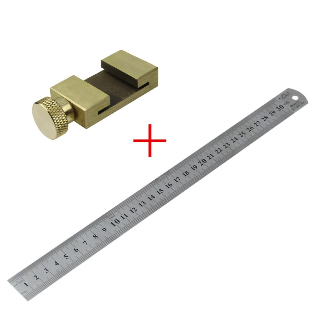 Measuring Tools Steel Ruler Positioning Block Brass Angle Scriber Line Marking Gauge For Ruler Locator DIY Carpentry Scriber