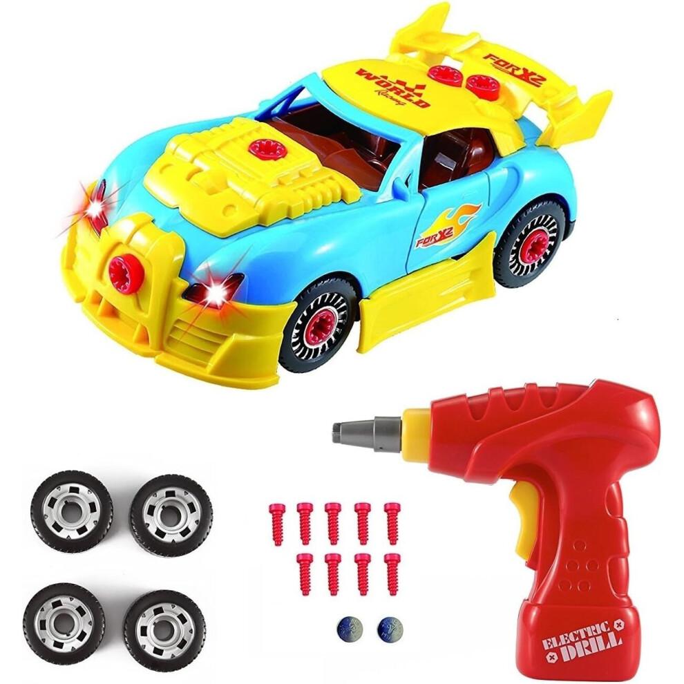 Construction Toy Take Apart Toys Car Racing, 30 Pieces, Build Your Own Car Kit With Electric Drill Tools, Best Gift Present