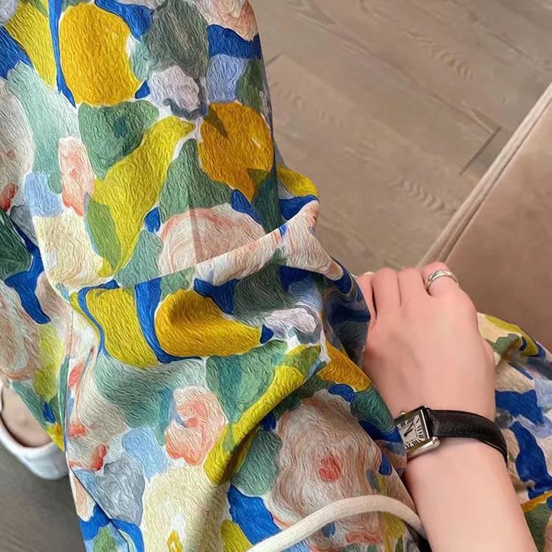 Bukser Sommer Dame Pluss Størrelse Løse Pyjamasbukser Allsidige Casual Høy midje Vide ben Linbukser