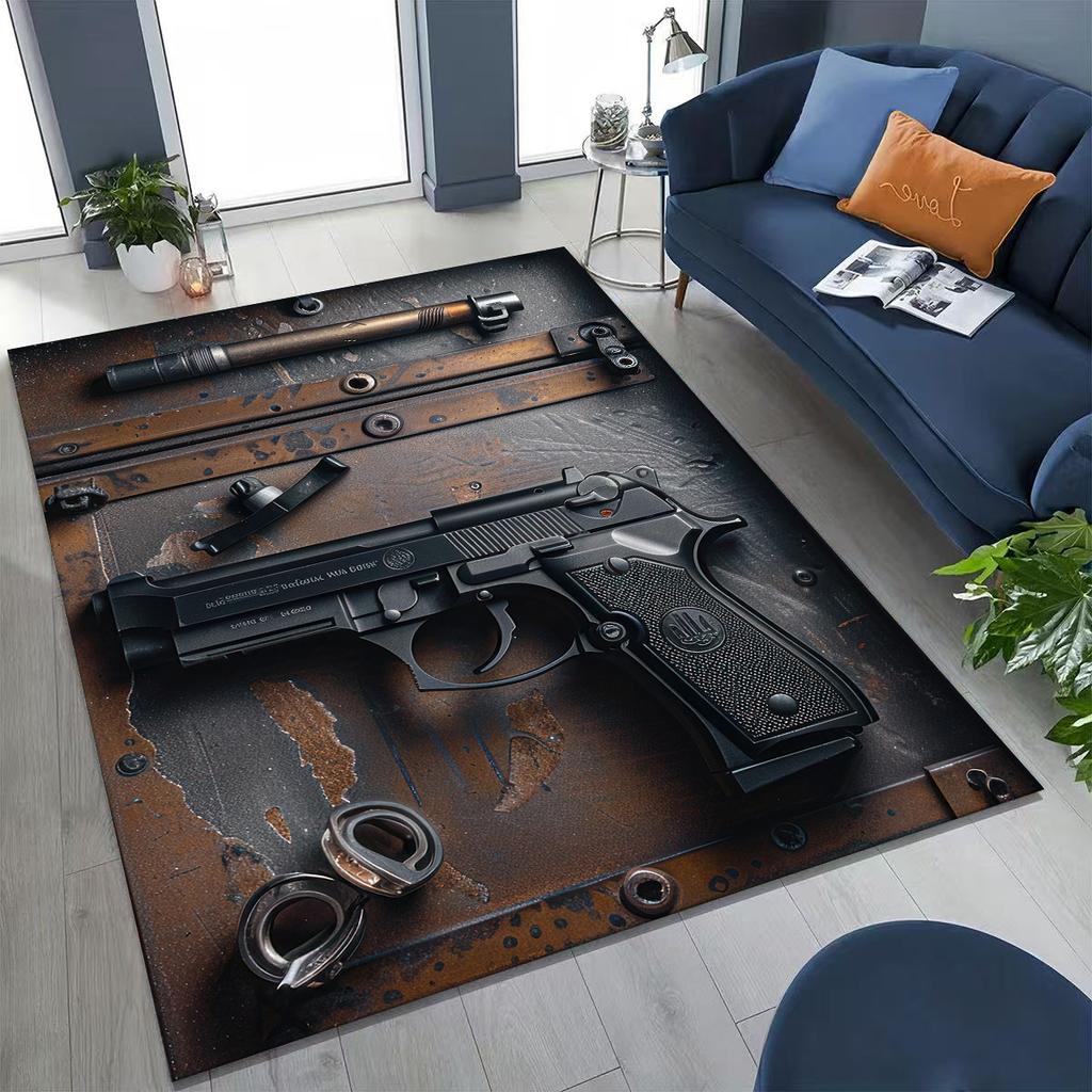 Holz Metall Waffenkoffer Boxx Militärausrüstung Moto Teppich für Schlafzimmer Wohnzimmer Sofa Zuhause Fußmatte Dekor, Kinder Spiel Rutschfeste Bodenmatte