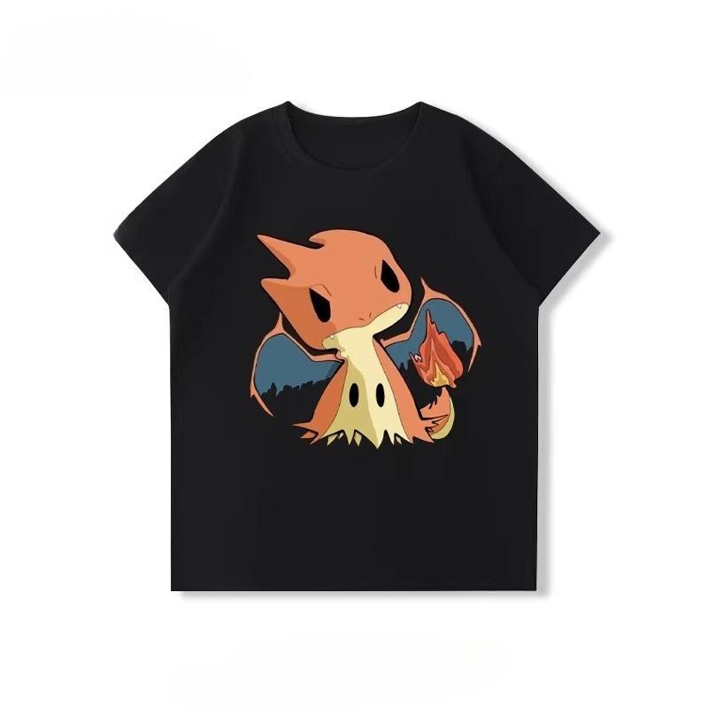 Potdemiel  100 Cotton Childrens Summer New TShirt with Pikachu Print Unisex Comfortable and Breathable Childrens TShirt