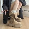 Sense Small Short Boots Women's New 2025 Popular Thick-soled Heightening Autumn Shoes Retro Boots Slim Martin Boots