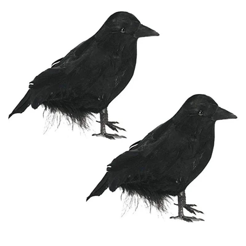 2025 Schwarzer Rabe Tierfigur Vogel Jagd Lockvogel Dekoration Für Party Rabe Requisite Gruselige Zubehör Halloween Dekorationen Für Zuhause