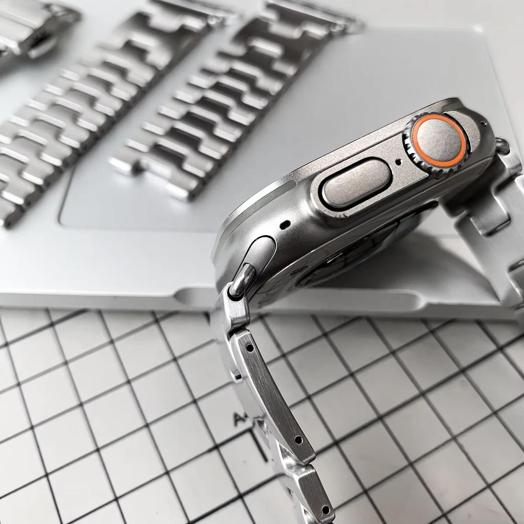 Titanium Color Band For Apple Watch Series 11 46mm 42mm Strap Stainless Steel H-Shaped Steel Band iWatch Ultra 3 2 49mm 45mm 40 41mm SE3 44mm Bracelet