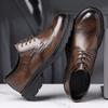 Men's leather shoes leather new dress Brock leather shoes high sense business British platform men's shoes first layer cowhide