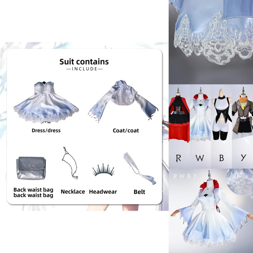 Rwby Ruby Rose Weiss Schnee Cosplay Outfit With Polyester Fabric For Anime And Game Convention Wear
