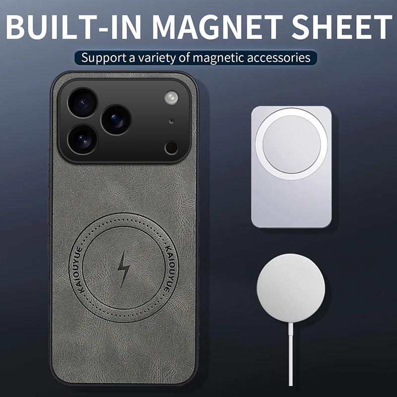 For iPhone 18 Pro Max/18Pro Case Simple Stylish Magnetic Suction Luxury PU Leather Skin-friendly Anti-drop Cover For iPhone18Pro