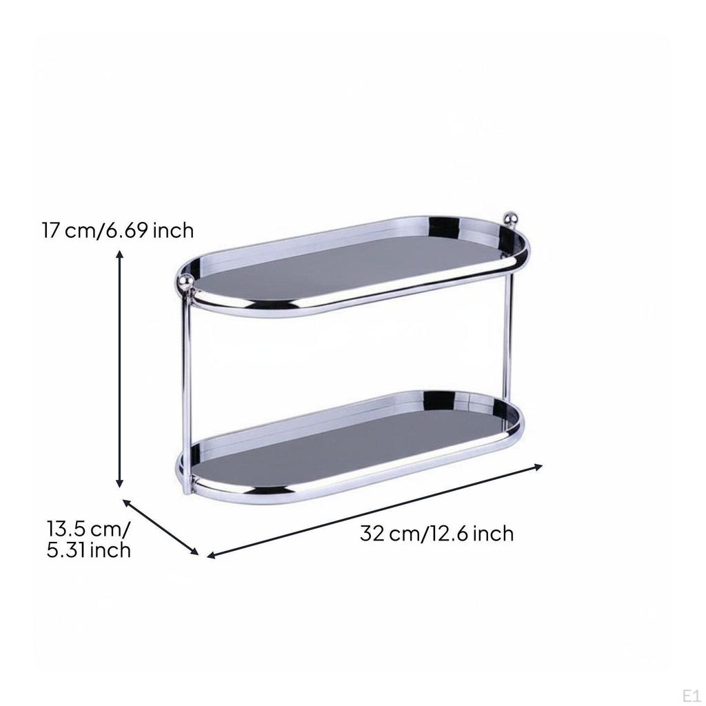 Acrylic Vanity Shelf Makeup Display Stand Space Saving Perfume Washroom, Desktop Black 2tier