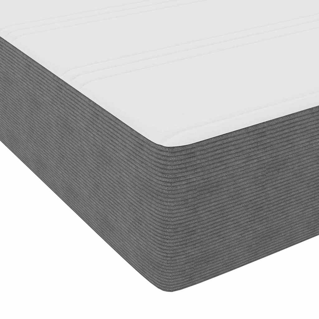 Box Spring Bed in Light Grey and White 140 x 200 cm Cord Fabric