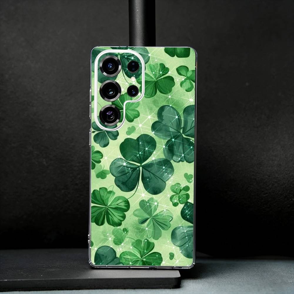 

Clover Plant Four Leaf Phone Case For Samsung S25,S24,S21,S22,S23,S30,Ultra,S20,Plus,Fe,Note,10,9,5G Transparent Cover Samsung S305G