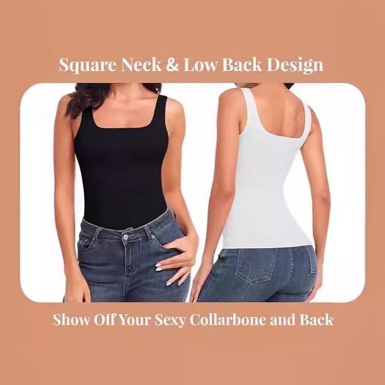 Women's European & American Slimming Square-Neck Compression Camisole – Tummy-Control, Body-Shaping, Seamless Vest