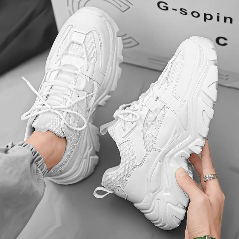 Men's shoes summer breathable mesh trendy versatile dad shoes men's teenagers thick-soled heightening running casual sports shoes