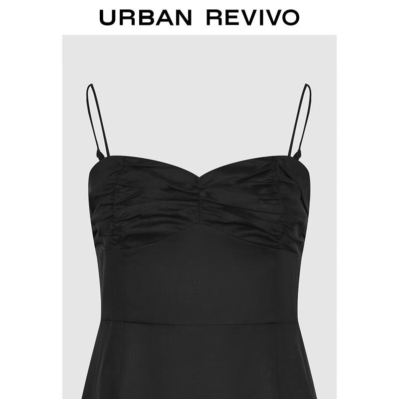 UR Damen Maxikleid im französischen Stil mit Plissee-Raffung