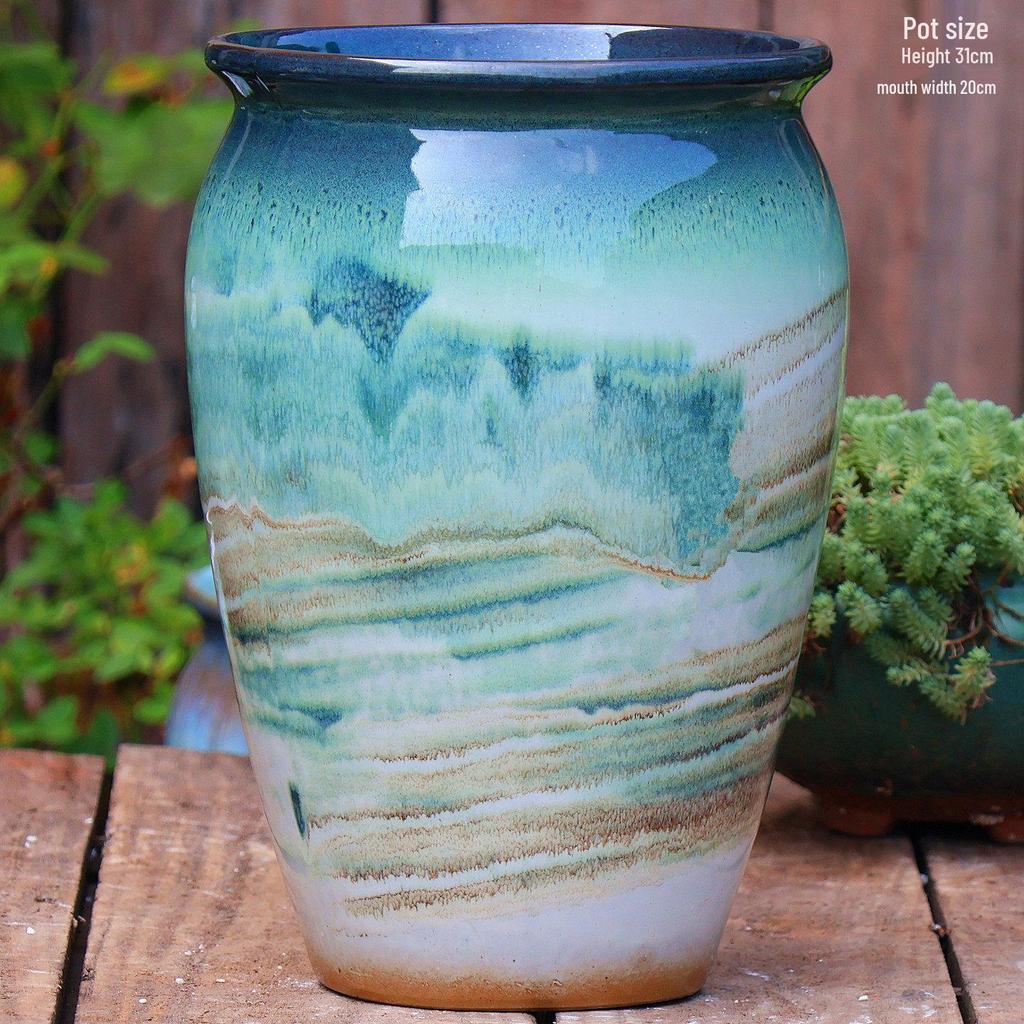 Large Handmade Ceramic Pottery Planter for Courtyard Landscaping - Ideal for Tall Orchids and Bougainvillea