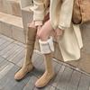 Eversion mocka lammull plattbottnade riddarstövlar 2025 höst och vinter nya förtjockade mångsidiga sammet snö knästövlar dam