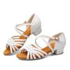 Kinder Mädchen Leder Latein Tanzschuhe Weiche Sohle Modern Social Gesellschaftstanzschuhe Salsa Tango Niedriger Absatz 3.5cm