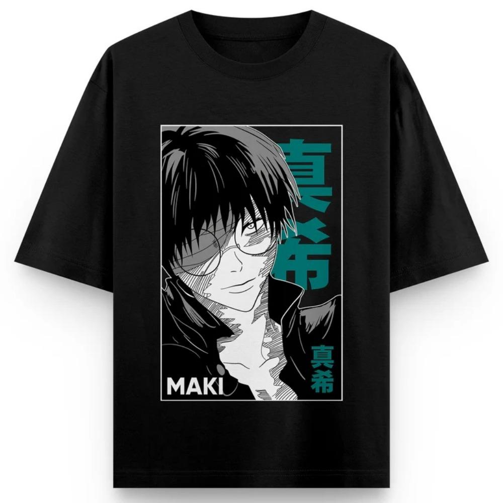 Jujutsu Kaisen Anime Zenin Maki Printing Cotton T-shirt Men and Women Loose Summer Anime Peripheral Clothing