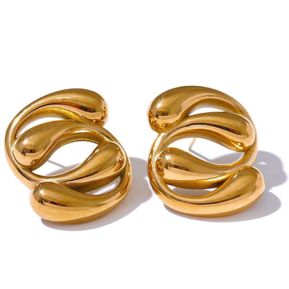 Eetit 2024 Stilvolle, einzigartige geometrische Ohrstecker aus Edelstahl, 18 Karat vergoldet, wasserdicht, hochwertiges Schmuckgeschenk