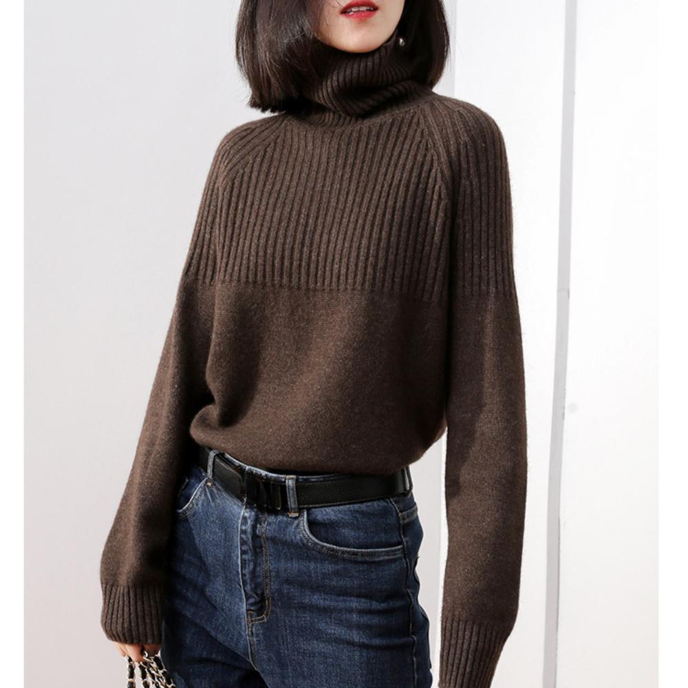 Lazy Wind Turtleneck Solid Color Knitted Sweater Women's Top 2024 Autumn and Winter New Inner Cover Bottom Pullover Sweater Women