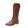 Winter Trendy Paragraph Rivet Fashion Boots Versatile High Leg Knee Thick Heel Cowboy Boots for Women