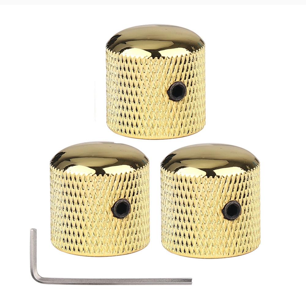 3pcs/4pcs Metal Dome Knobs Electric Bass Guitar Knobs Volume Tone Control Knobs with Wrench Bronze/BK/CR/GD/Black Nickel