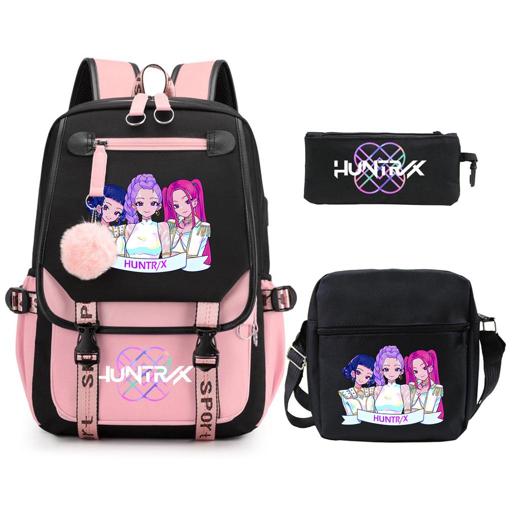 KPop Demon Hunters Korean version of student school bag children's backpack pencil bag set