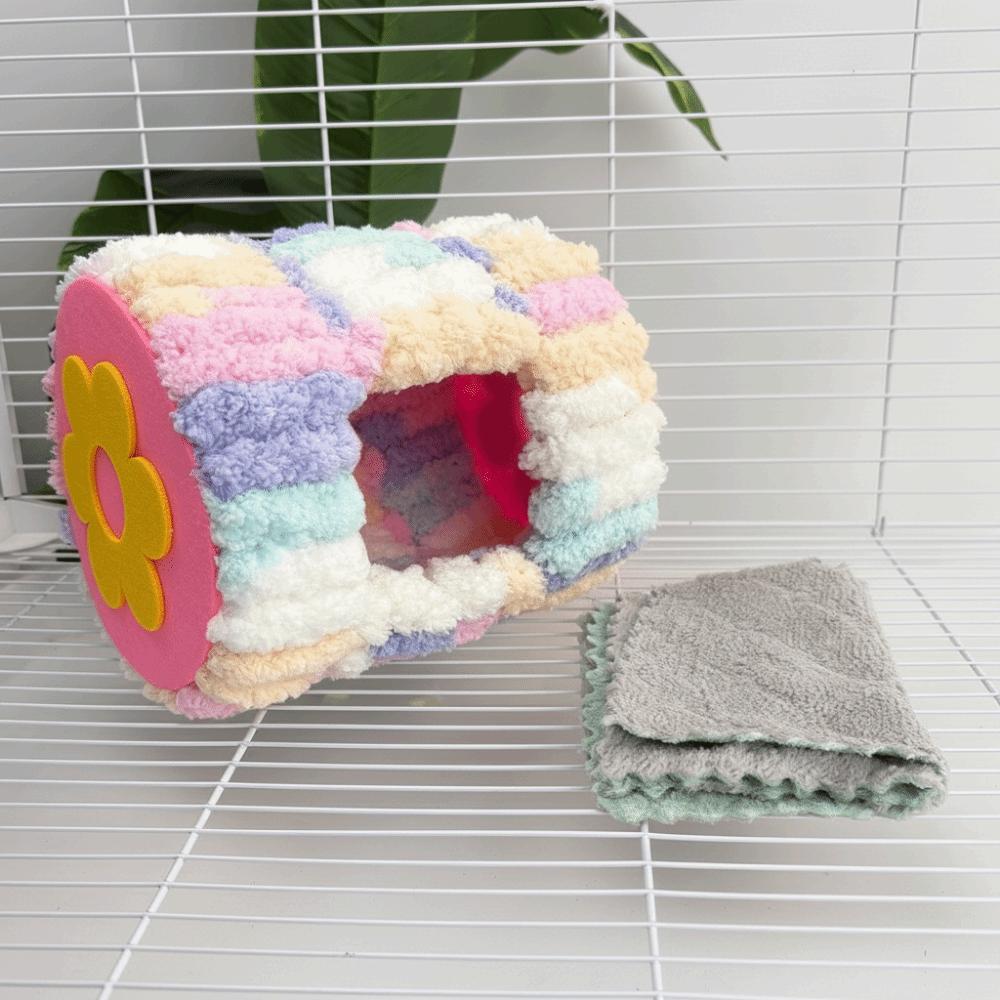 Winter Thickened Warm Parrot Nest Cylinder Design Flannel Winter Bird Bed with Pads Colorful Hanging Hammock Bird Cage