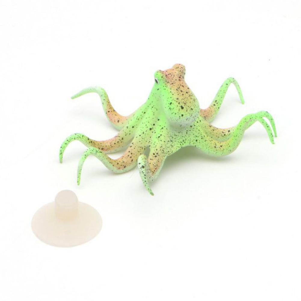Silicone Simulation  Fluorescent  Octopus Fishbowl Decoration Adjustable Suction Cups Artifical Marine Animal Aquarium Ornament