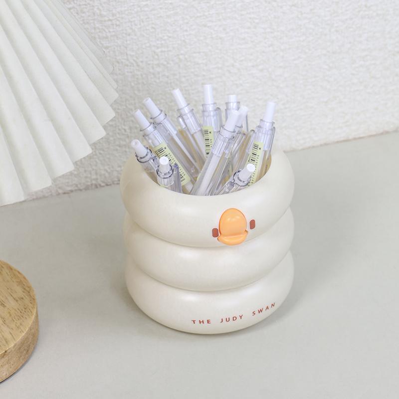 Cartoon Pen Holder Desktop Pencil Organizer Makeup Brush Storage Cups Plastic Ducks Pen Bucket Pen Pencil Pot Pen Storage