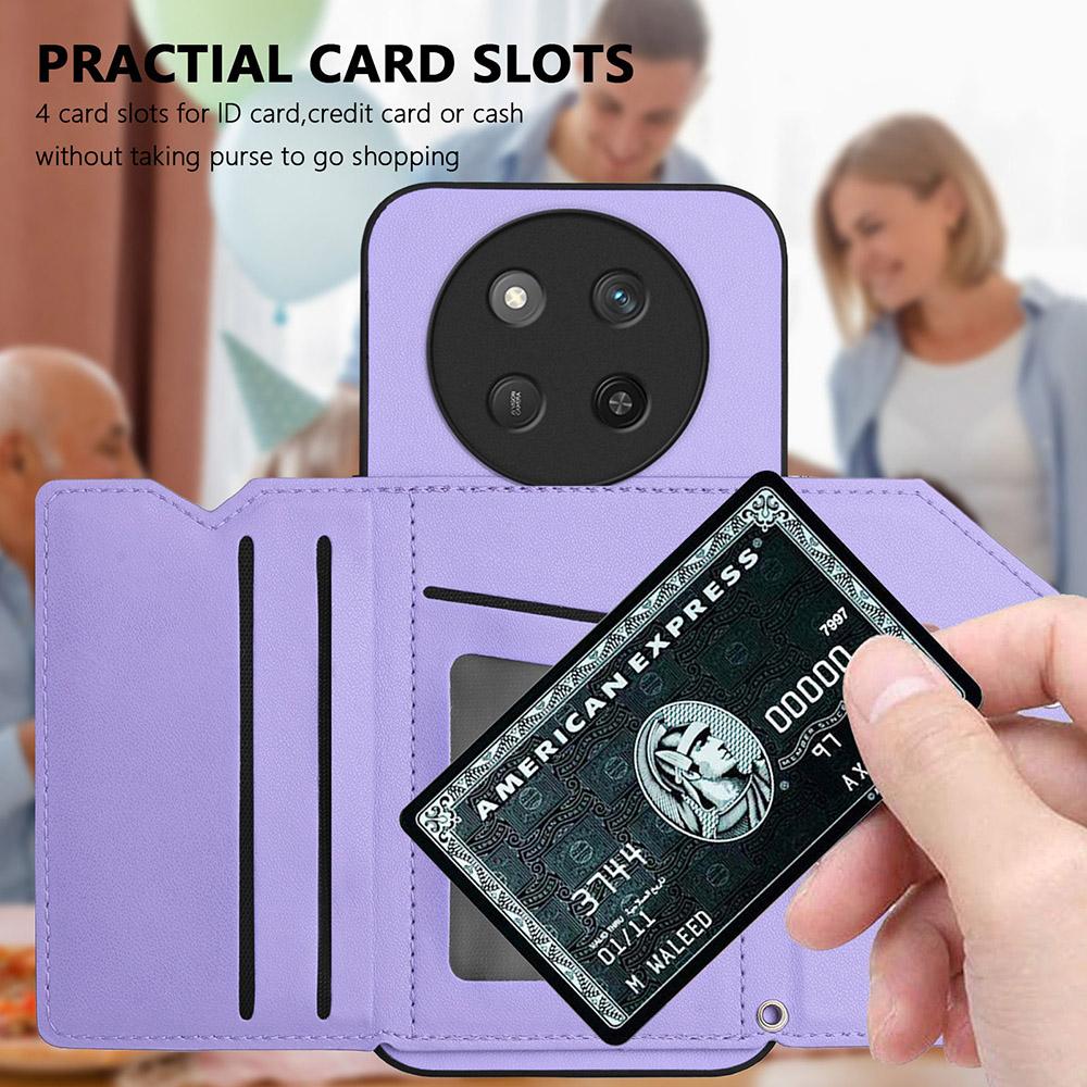 Kartenhalter Rückseite Hülle Für Honor 400 200 90 Magic 7 6 5 Lite X9C Smart Huawei P70 Magnetischer Knopf Klapp-Leder-Geldbörse Handyhülle