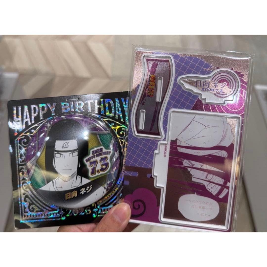 Used NARUTO Neji Hyuga Birthday Can Badge Original Acrylic Stand