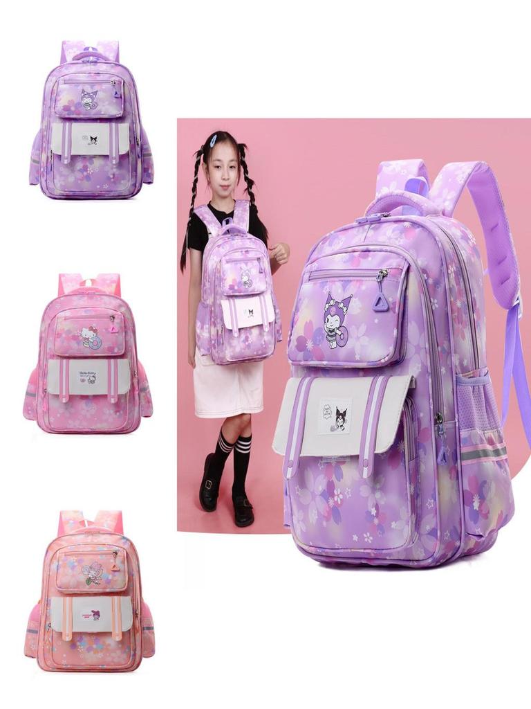 Stylish Cartoon Pattern Large Capacity School Backpack For 3-6 Grade Students