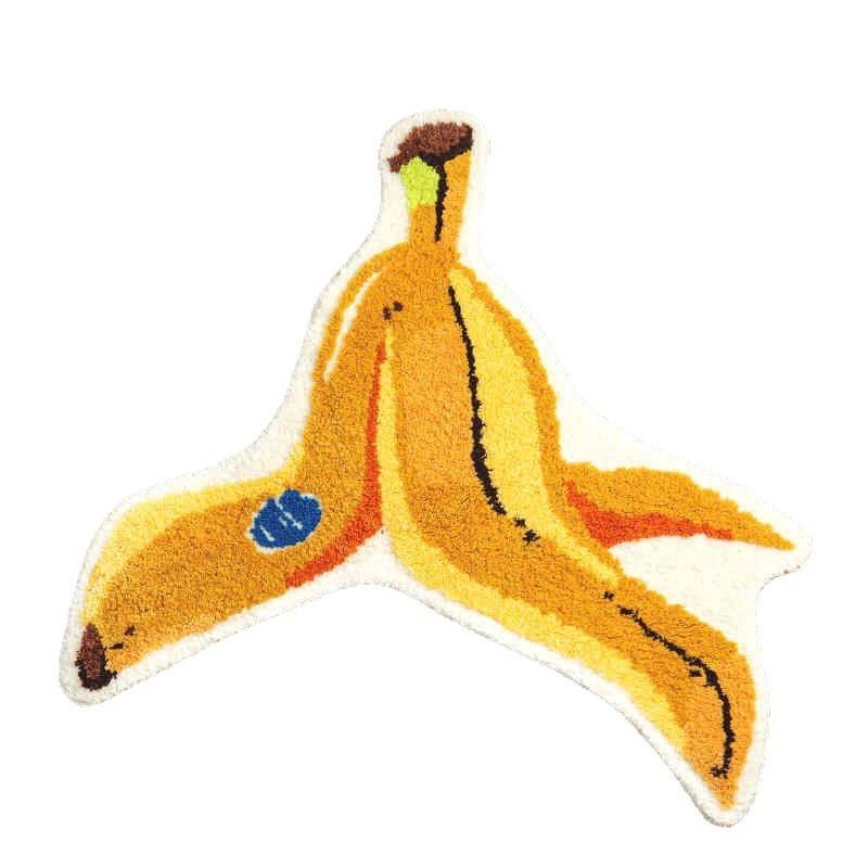

Yellow banana peel flocking tufted fun children s room bedroom bedside blanket 46*50