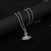 Empress Cixi Blue Pink Saturn Sphere Pendant Diamond Sweater Chain Necklace