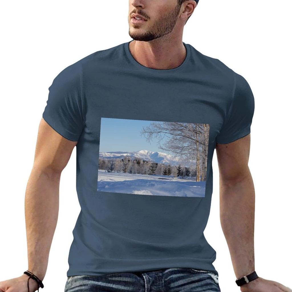 Winter landscape Japan TShirt Trendy Print Short Sleeve TShirt