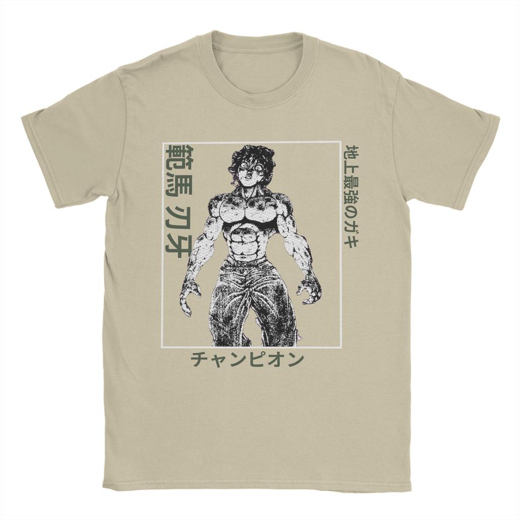 Baki Hanma Japanese Typography T Shirts Mens  Pure Cotton TShirts Round Neck  Tee Shirt Short Sleeve Clothing New Arrival