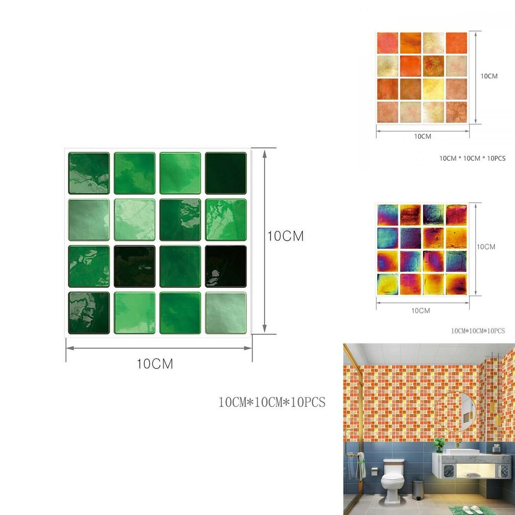 Elegant Self-adhesive 10pc Kitchen Tile Stickers Featuring Mosaic Patterns For Easy Decor