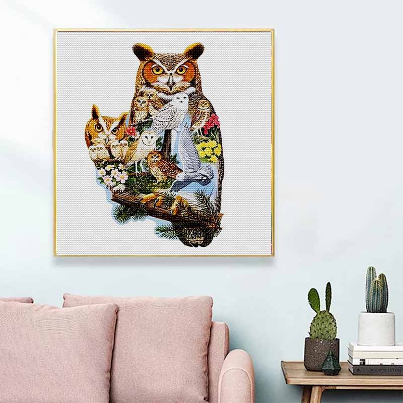 New Arrival 5D DIY Full Circle Diamond Painting "Owl" Embroidery Cross Stitch Home Decor Gift