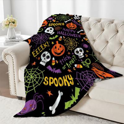 Halloween Theme Printed Blanket for Sofa Bed Travel Camping Living Room Office Conditioning Blanket for All Seasons Gifts