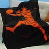 1pc Contemporary Basketball-Themed Flannel Throw Blanket, Cartoon Design, Quilted Knit Fabric, Digital Print, Multipurpose All-S
