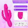 Triple-Motor Rabbit Vibrator with 10 Vibration Modes for G-Spot, Clitoral, and Nipple Stimulation with Anal Beads Massage