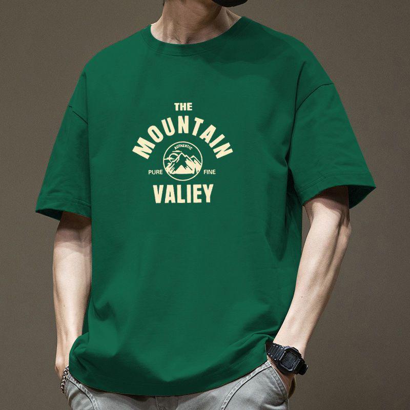 

Мужская летняя футболка из чистого хлопка, плотная, простого стиля, с принтом в виде букв, логотипом, повседневная, универсальная, с коротким рукавом 3XL зелёный