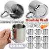 1-5PCS 220ML Stainless Steel Mug Coffee Cup Double Wall Stainless Steel Anti-Heat Aniti-Scalding Cup Outdoor Metal Drinking Cup