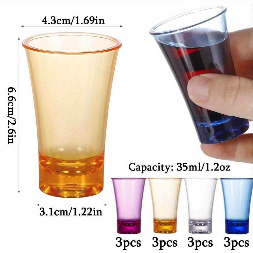 12pcs Unbreakable Multicolor Shot Glass Gradient Acrylic Whiskey & Tequila Glasses for Vodka Spirits & Cocktails Heavy Bottom Whiskey Shot Glass