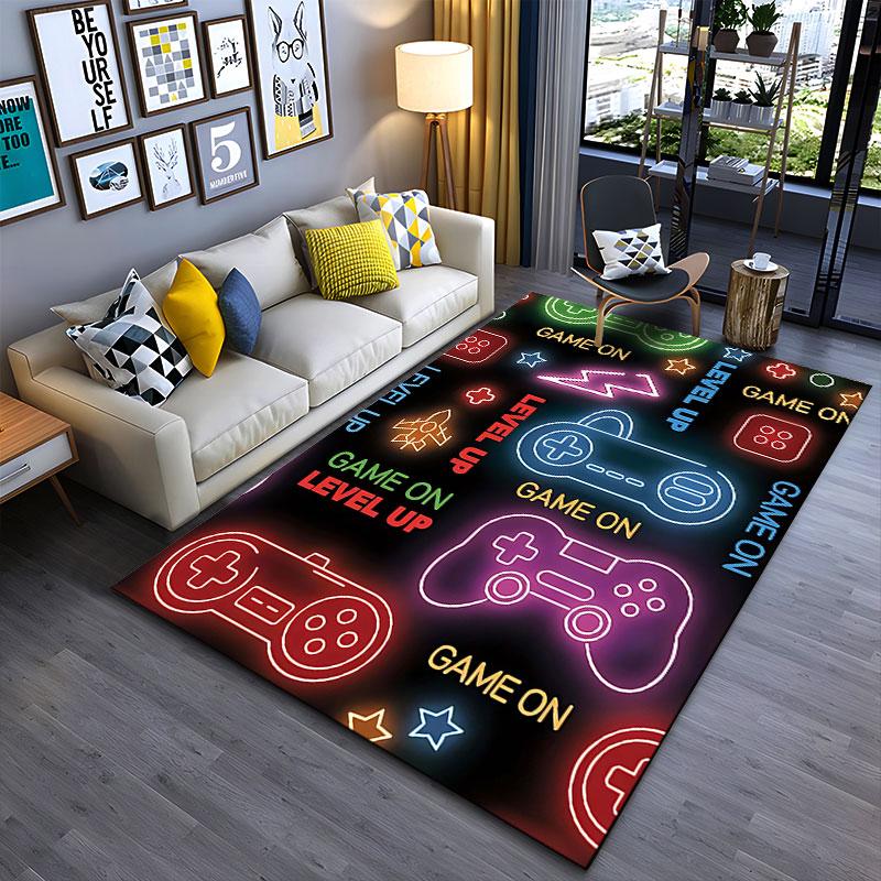 Neon Gaming Controllers Carpet suitable as a non-slip mat for the living room or bedroom sofa