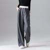 Demana Women's Spring Elastic Waist Color Block Barrel-Leg Pants