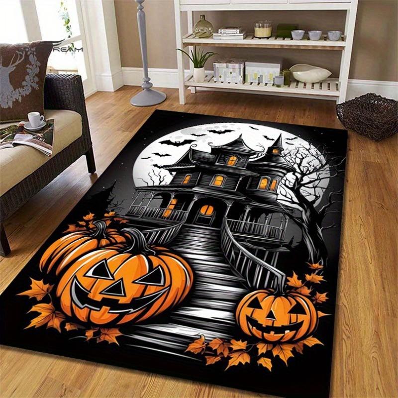 

VIKAMA Horror Castle Full Moon Night Carpet Halloween Doormat Pumpkin Ghost Rug Live Room Outdoor Carpet Rug For Bedroom Home De 40X60CM (1.3X2FT